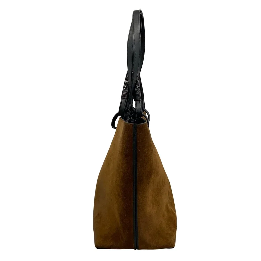 Loewe Anagram Tote Bag Tote Bag Brown Black Suede Leather